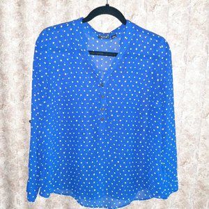GUC blue and white dotted popover blouse PL A.N.A.